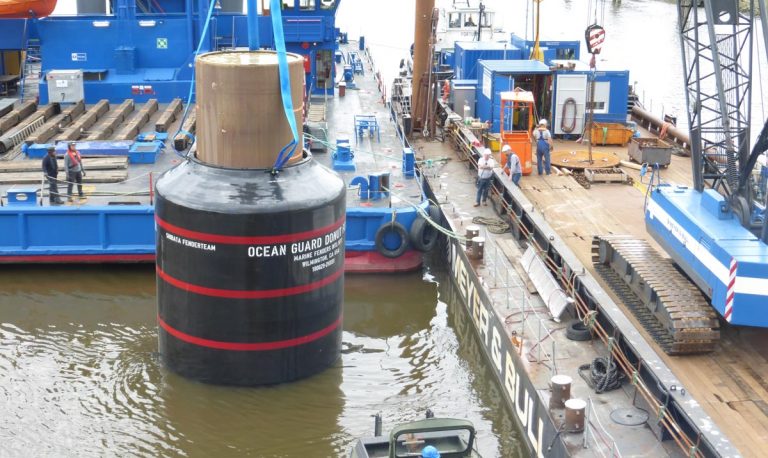 Giant Donut Fender to protect lock entrance at the Port of Bremen