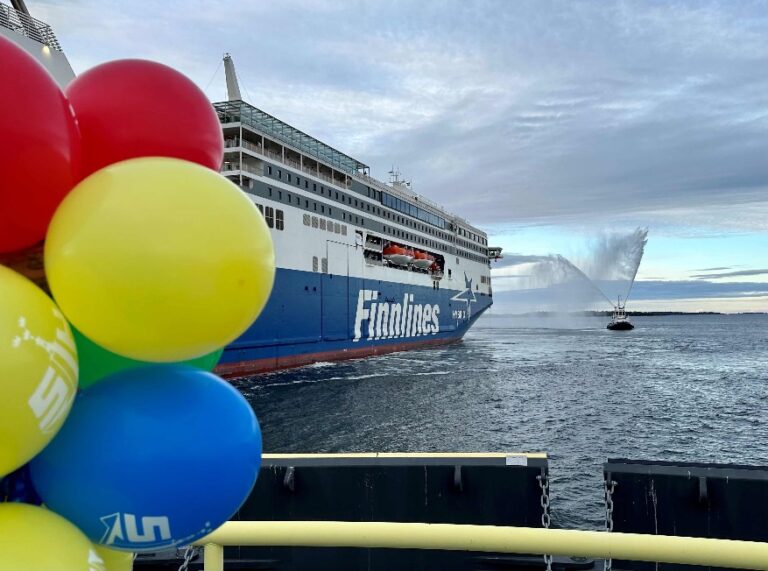 Maiden call of new Finnlines vessel M/S Finnsirius at Port of Kapellskär